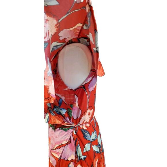 & Other Stories Red Floral Midi Wrap Dress Size US 4 - Picture 7 of 8